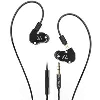 RevoNext QT2 in Ear Monitor Headphones, Triple Driver 2DD+1BA Balanced Armature with Dynamic Metal Shell Noise-Isolating Deep Bass Wired Earbuds with Detachable Cables (Black mic)