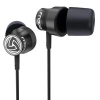 LUDOS Turbo Dark in-Ear Earphones, Fashionable Ergonomic Headphones, New Memory Foam, Durable Cable, Headphones with Microphone, Bass, Volume Control for Samsung, iPhone, Huawei