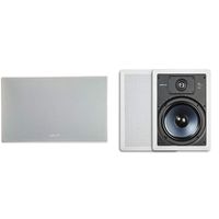 Polk Audio 255C-RT 2-way In-Wall Center Channel Speaker & Audio RC85i 2-way Premium In-Wall 8" Speakers, Pair of 2 Perfect for Damp and Humid Indoor/Outdoor Placement (White, Paintable Grille)