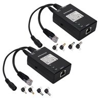 ANVISION 2-Pack Active Gigabit PoE Splitter Adapter with Multi-Size Tips, 10/100/1000Mbps IEEE 802.3af Compliant Up to 100m (328 Feet), DC 5V/9V/12V Power Output for IP Camera Wirelss AP Voip Phone