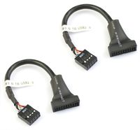 CNCT 19-Pin USB3.0 to USB2.0 Adapter Header Cable - Suitable for use with USB 2.0 based mother boards from Intel - ASUS - Gigabyte - MSI (2PC)