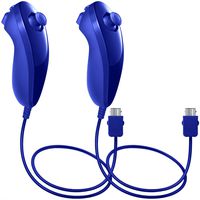 AFUNTA Nunchuck Controllers Compatible Nintendo Wii U, 2 Packs Replacement Compatible WII U Video Game - Dark Blue