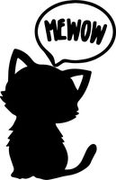 MEWOW CAT Silhouette Stickers Symbol 5.5" Decorative DIE Cut Decal for Cars Tablets LAPTOPS Skateboard - Black Color