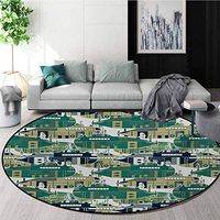 RUGSMAT Retro Non-Slip Area Rug Pad Round,Old School Submarine Concept with Torpedoes Vintage Hand Drawn Squares Circles Image Protect Floors While Securing Rug Making Vacuuming,Round-63 Inch