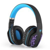 Bluetooth Over-Ear Headphone,Beexcellent Foldable Wireless HiFi Stereo Bluetooth 4.1 Headset,Noise Cancelling, Soft Earmuffs, LED Effect, w/Built-in Mic and Wired Mode for PC Laptop Tablet TV (Blue)