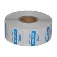 Day of The Week Trilingual Rotation Label 1 x 1 Inch Removable Label (Roll of 1000) (Monday)