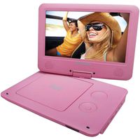 Sylvania 9-Inch Swivel Screen Portable DVD/CD/MP3 Player with 5 Hour Built-In Rechargeable Battery, USB/SD Card Reader, AC/DC Adapter, Pink