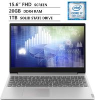 Lenovo Ideapad 15.6" Full HD LED-Backlit Screen Laptop, Intel Core i7-8565U Quad-Core Processor up to 4.60 GHz, 20GB RAM, 1TB Solid State Drive, HDMI, Wireless-AC, Bluetooth, Windows 10 Home, Grey