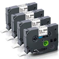 Unismar White on Clear 9mm,Tze-125 Tze 125 Laminated Label Tape Compatible for Brother P Touch Label Maker PT-D210 PTD600 PT-D400 PTD400AD PT-D200 PT-H100, 3/8'' x 26.2', 4 Pack