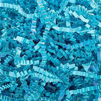 Black Cat Avenue 1/2 LB Light Blue Iridescent Single Sided Crinkle Cut Paper Shred Filler for Gift Wrap and Basket Filler