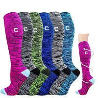 6 Pairs Compression Socks for Men&Women(20-30mmHg)- Best for Running,Travel,Athletic,Varicose Veins,Football (A- Multicoloured, Large/X-Large)