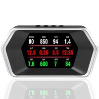 ACECAR Universal Car Dual System HUD OBD2/GPS Head Up Display Smart Digital Meter Speedometer with Compass Test Brake Test Overspeed Alarm Fault Code Reader HD LCD Display for All Vehicle