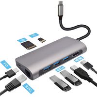 USB Type C Hub, Deewaz 8-in-1 USB C Multi-Port Adapter, Gigabit Ethernet Port, USB C to 4k HDMI, 60W PD Charging, SD TF Card Reader, 3 USB 3.0 Ports for MacBook Pro and Other Type C Windows Laptop
