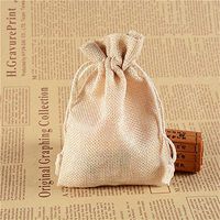 Axgo Linen Bags Natural Cotton Muslin Drawstring SmallBags Multipurpose 10 Count Pack, Beige