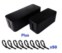 Party Zealot 2 Sets Large Cable Management Box Black Color 16 inches and Medium 13 inches Sizes Organizer Box