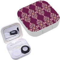 Portable Contact Lens Case Box Travel Kit Mirror + Bottle + Tweezers Container Holder [ Southeast Asian Retro ]