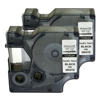 NEOUZA 1734524 Compatible for DYMO Rhino Industrial IND Flexible Nylon Black on White Label Tape 24mm 1" (2 Packs)