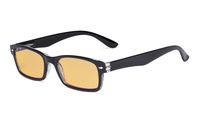 Eyekepper Blue Light Blocking Computer Reading Glasses with Amber Tinted Filter Lens Women Men - Vintage Readers - Black +3.00