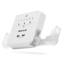 Multi Wall Outlet Extender with Phone Holders JACKYLED Mountable Surge Protector(900J) Power Strip Wall Charger with 2 USB 3 Outlet Splitter No Cord Plug Strip for Home School Office, ETL Certifed