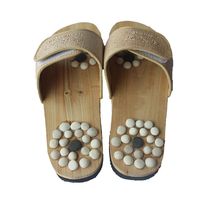 Natural pebbles massage slippers foot acupoints health shoes foot massage home sandals , beige , 44