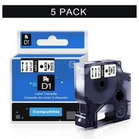 Colorty Compatible with DYMO D1 40913 S0720680 3/8 Inch 9mm Black on White Standard Label Tape Cassette, for LabelManager LM 160 210D 500TS 280 360D PnP Label Maker, 5 Cartridge