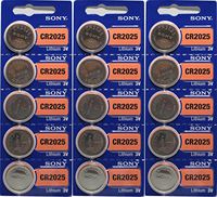 15 Genuine Sony CR2025 3v Lithium 2025 Coin Batteries Freshly Packed by Sony