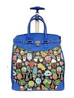 Trendy Flyer 19" Computer/Laptop Bag Tote Duffel Rolling Wheel Case Purse Tablet (Blue Pop Art)