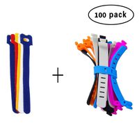 60Pcs Reusable Hook and Loop Fastening Cable Ties with Microfiber Cloth and 40PCS Silicone Bag Ties Cable Management