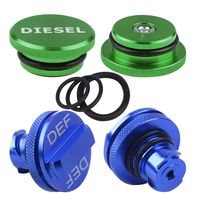 HKOO Diesel Fuel Cap for Dodge, Billet Aluminum Green Fuel Cap Magnetic and Blue DEF Cap for 2013-2018 Dodge Ram Truck 1500 2500 3500 with Easy Grip Design (Standard Grip)