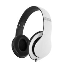 AutumnFall Active Noise Cancelling Wired Headphones with Microphone Extra Bass AUX Headset Over Ear,Comfortable Earpads,Stereo Headset for Travel Work TV Computer iPhone (White)