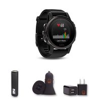 Garmin Fenix 5X Sapphire - (Slate Gray/Black Band) Bundle with PowerBank + USB Car Charger + USB Wall Charger (4 Items)