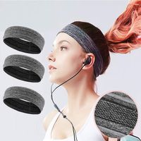 Sweatbands Sports Headband, 3 PCS Running Wristband for Men & Women Moisture Wicking Athletic Cotton for Tennis, Basketball, Running, Gym, Working Out,Yoga Dance (Gray)