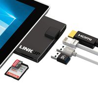 LINKUP Surface Pro 3 Compatible SD Card Micro Memory Reader Adapter Hub | 6-in-1 Docking Station | 4K HDMI Gigabit Ethernet SD/Micro SD Card Slots,2X USB-A 3.0 Ports | Designed for MS Surface Pro 3