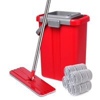 ZCXBHD Flat Mop Buckets Sets System, 2 In 1 Self Cleaning & Drying 360 Rotate Flat Mop Head With Replacement Microfibre Pad Stainless Steel Double Pole for Floor Cleaning (Color : D)