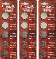 Loopacell 2032 Battery CR2032 Lithium 3v (3 Packs of 5)