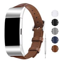 Fullmosa Leather Band Compatible Fitbit Charge 2, Dainty Sliim Leather Watch Band Replacement Strap for Fitbit Charge 2 Women Men Brown