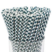 Just Artifacts - Decorative Paper Straws 100pcs - Checkered Pattern - Navy - Click For More Colors! Paper Straws and Décor for Birthdays, Weddings, Baby Showers and Life Celebrations!