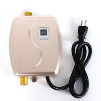 Electric Water Heater Mini Instant Electric Tankless Hot Water Heater System for Shower Kitchen Bath 3.8KW 110V (Gold)