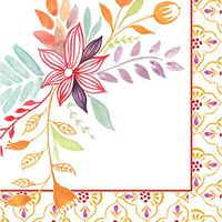 Watercolor Floral Paper Cocktail Napkin Set of 20-5 x 5 Inches