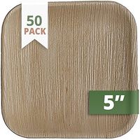 CaterEco Square Palm Leaf Plates Set (50 Pack) | Appetizer or Dessert Plates | Ecofriendly Disposable Dinnerware | Heavy Duty Biodegradable Party Utensils for Wedding, Camping & More