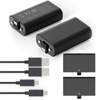 YCCTEAM Xbox One Controller Battery Pack, 2PCS x 1200 mAh Rechargeable Battery and 5FT Cable for Xbox One/Xbox One X/Xbox One S Wireless Controllers Play & Charge