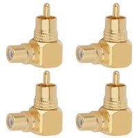 Right Angle Male RCA Plug to Female RCA Jack Connector (4-Pack)