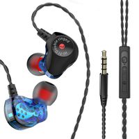 Insaneness 3.5mm HiFi Earphone Dual Dynamic Driver Headphone Super Bass Stereo Headset with Mic (C)