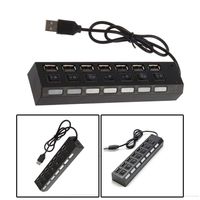 yerflew 7 Ports LED USB Adapter Hub Power on/Off Switch for PC Laptop Hubs