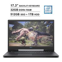 2019 Dell G7 7790 17.3 Inch FHD 1080p 144Hz Gaming Laptop (9th Gen Intel 6-Core i7-9750H up to 4.50 GHz, 32GB DDR4 RAM, 512GB SSD (Boot) + 1TB HDD, NVIDIA GeForce RTX 2070 8GB, Backlit KB, Windows 10)