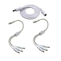 2pcs/ Pack White 1 Female to 3 male 5.5mm X 2.1mm CCTV DC Power Supply Splitter Cable,DC Plug Extension Cable for Power Adapter,12v 1m dc extension