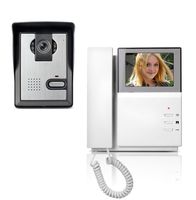 AMOCAM Video Door Phone System, 4.3 Inches Clear LCD Monitor Wired Video Intercom Doorbell Kits, IR Night Vision Camera Door Intercom, Doorphone Telephone style for Home Improvement