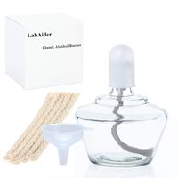 Classic Style Alcohol Burner Lamp Glass Bunsen Burners Lab Equipment Heating 150ml with 5 Free Replacement 6inch Wicks and Funnel