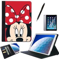 LJX iPad 2 3 4 Case Cover Mickey Mouse PU Leather Wallet Kickstand Flip Cover Card Slots Protective Flip Shockproof Heavy Duty Shell for Apple iPad 2th/3th/4th Generation#A