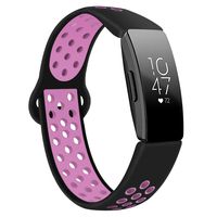 DYKEISS Compatible with Fitbit Inspire HR Fitness Tracker Sport Band, Soft Silicone Replacement Accessory Women Men Breathable Wristband Strap, Black/Purple, Large